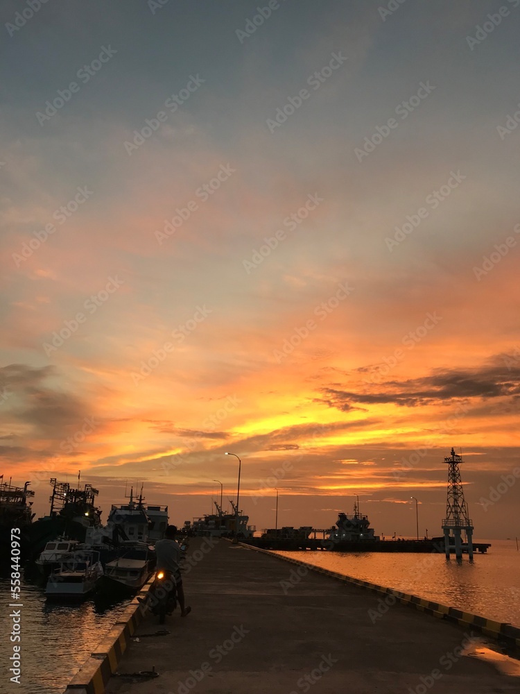 sunset over the river