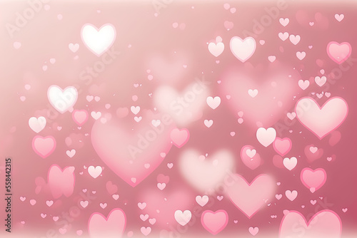 Pink background of hearts floating in the air