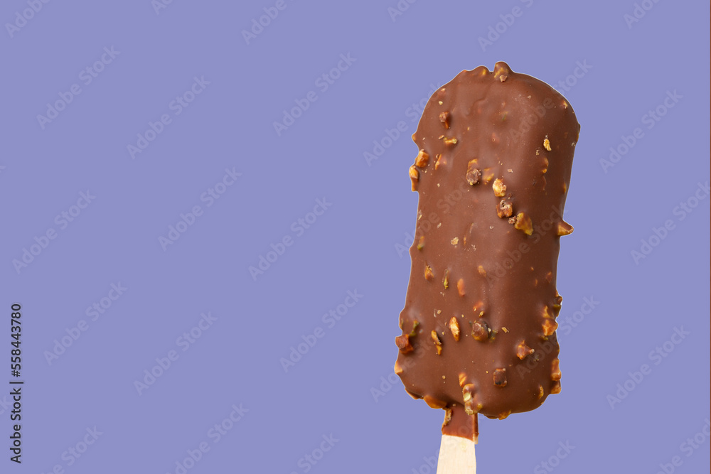 Ice cream with chocolate icing.Sweet dessert.Isolate. Ice cream with chocolate icing.Sweet dessert.Isolate.