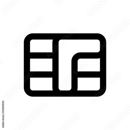 Credit card chip icon line isolated on white background. Black flat thin icon on modern outline style. Linear symbol and editable stroke. Simple and pixel perfect stroke vector illustration.