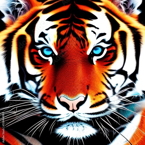 Tiger head digital artwork - generative ai