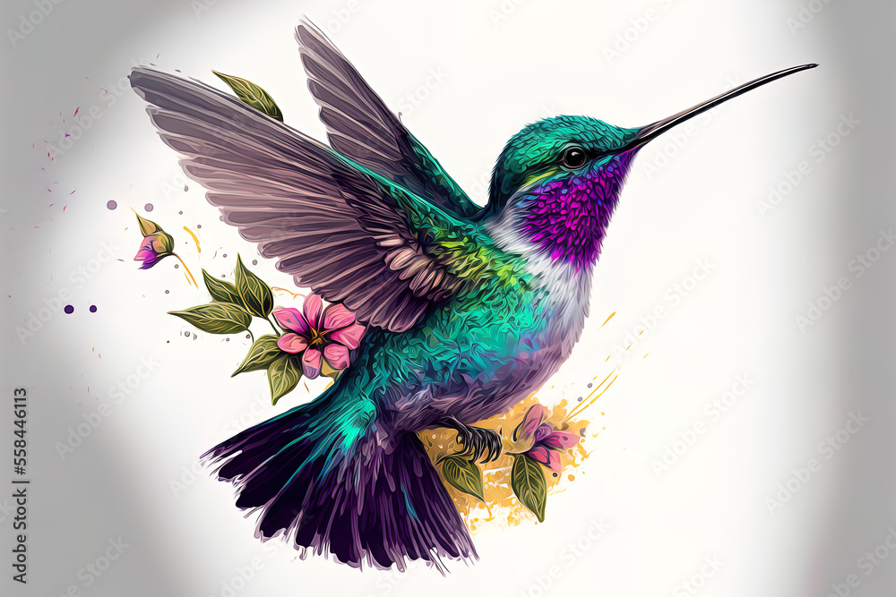 Obraz premium Colorful hummingbird illustration