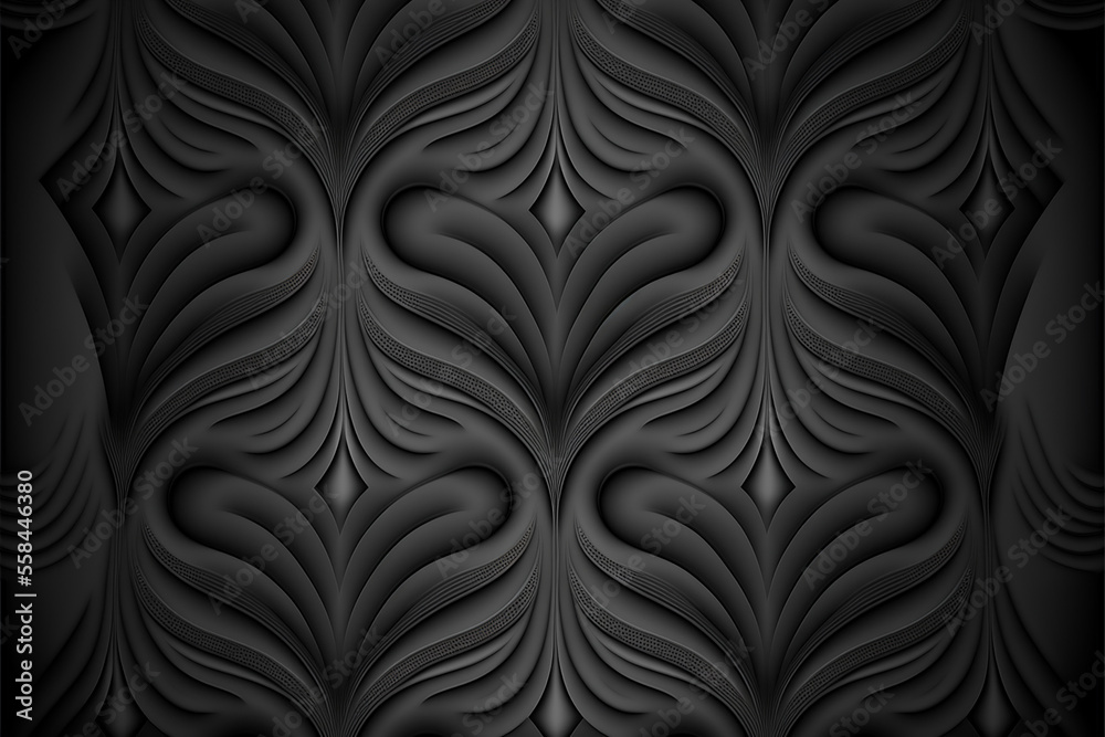 Obraz premium Background Illustration of seamless abstract black ornate floral vine pattern,generative ai.