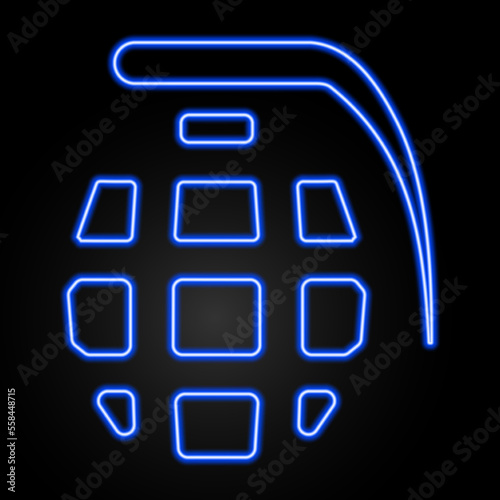 grenade neon sign, modern glowing banner design, colorful modern design trends on black background. Vector illustration.