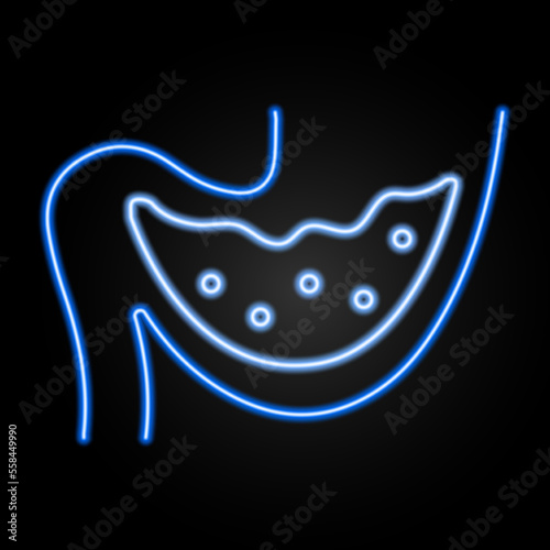 intestines neon sign, modern glowing banner design, colorful modern design trends on black background. Vector illustration.
