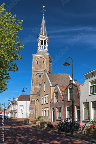 Gouda, Netherlands. Vrouwetoren or Lady's Tower, the remnant of Our Lady Chapel. The chapel with tower was built in 1489-1494 and demolished around 1574 except the tower.