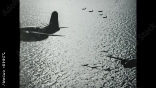 Germany 1943, Bomber planes in world war II scene in 40s