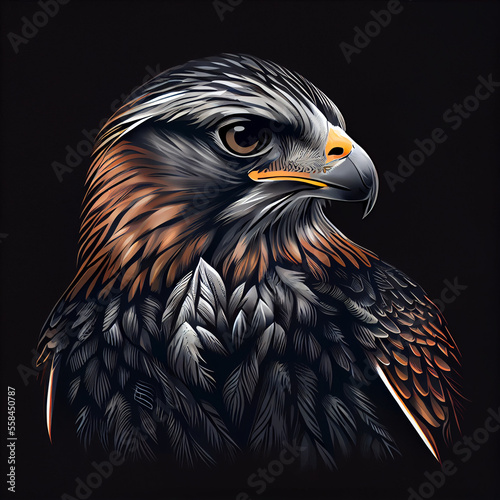 Eagle portrait on black background, generative ai © TheGoldTiger