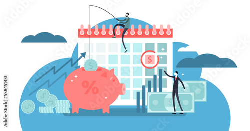 Payday loans illustration, transparent background. Flat tiny persons concept with small, short-term unsecured loan for money problems situations.