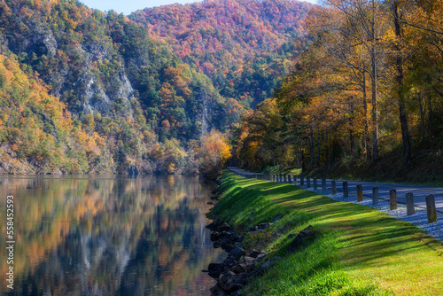 Cherokee National Forest along the Watauga River Valley in Tennessee, USA photo