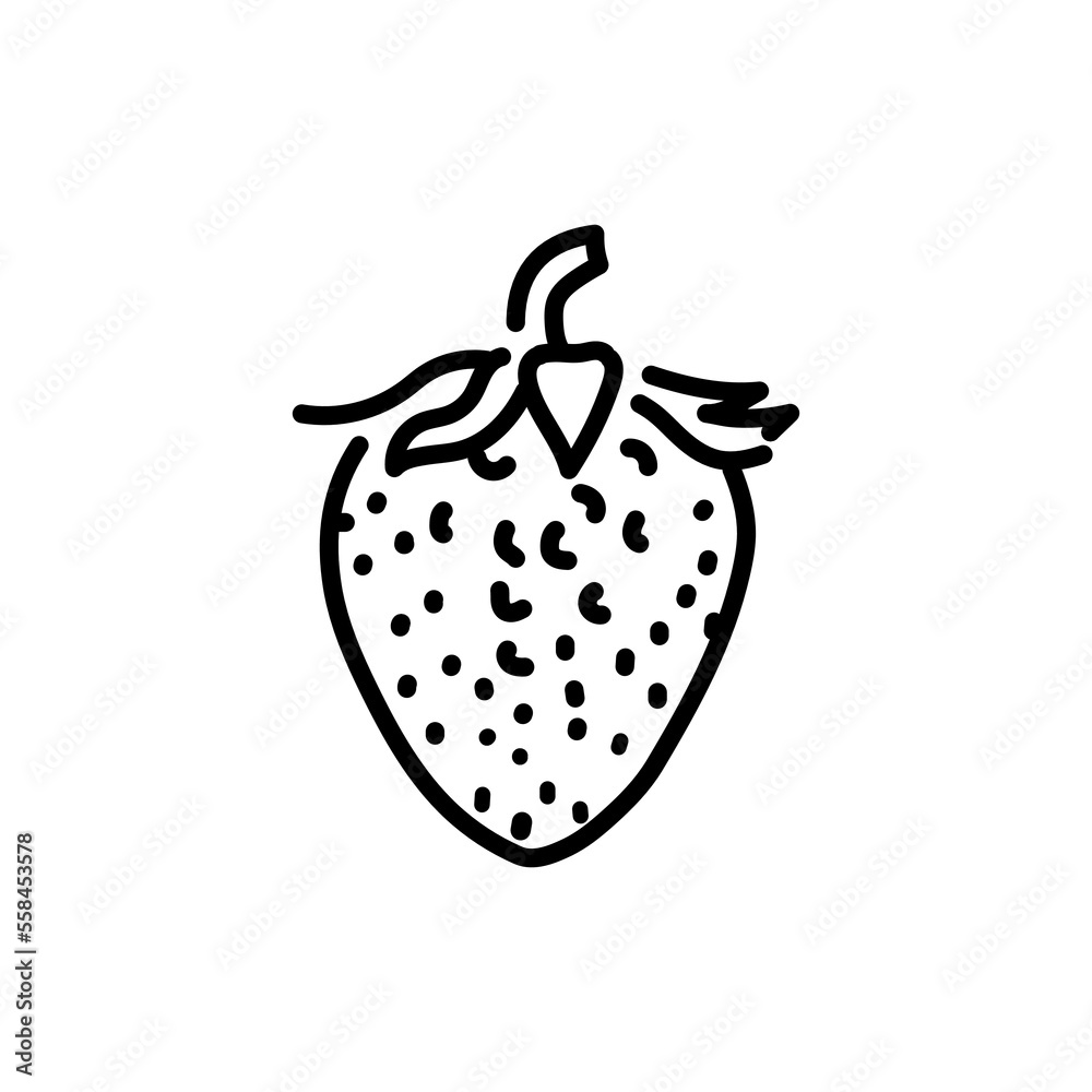 Fototapeta premium Strawberry color line icon. Organic detox food.