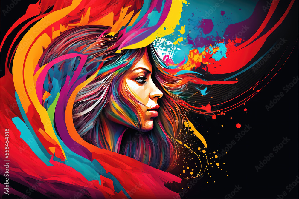 Naklejka premium a creative international womens day gift card, looking from side view, generative ai technology 