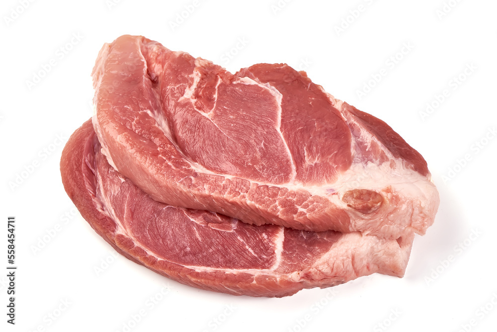 Pork ham meat, isolated on white background. Pork ham meat, isolated on white background.