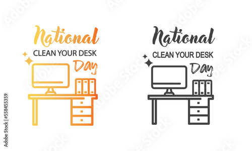 Clean Off Your Desk Day, icon, vector, illustration in two variants.