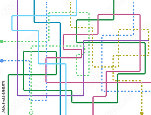 Transparent retro map tube subway scheme. City transportation complex grid. Underground map. DLR and Crossrail map design template. Live strokes included.