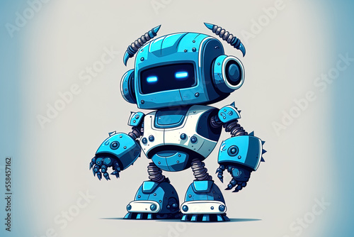 blue and white cartoon robot character. Generative AI © 2rogan