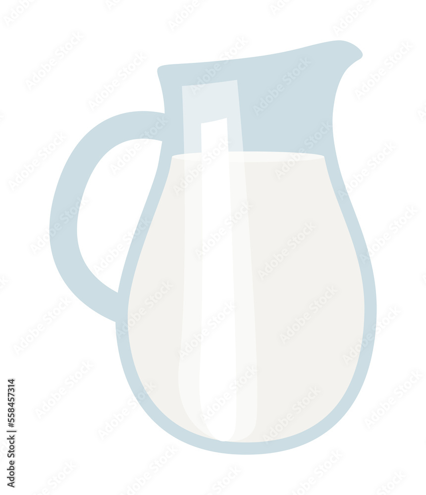 Fresh milk or yogurt drinks in transparent glass jug. Dairy products. Illustration isolated design Fresh milk or yogurt drinks in transparent glass jug. Dairy products. Illustration isolated design