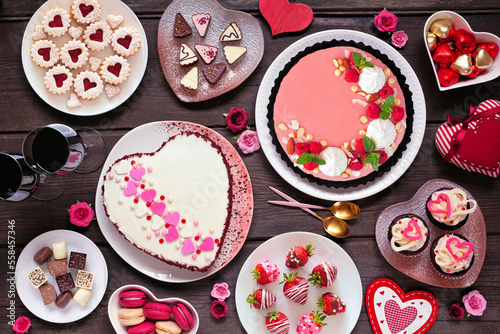 Canvastavla Valentines Day table scene with a selection of desserts and sweets