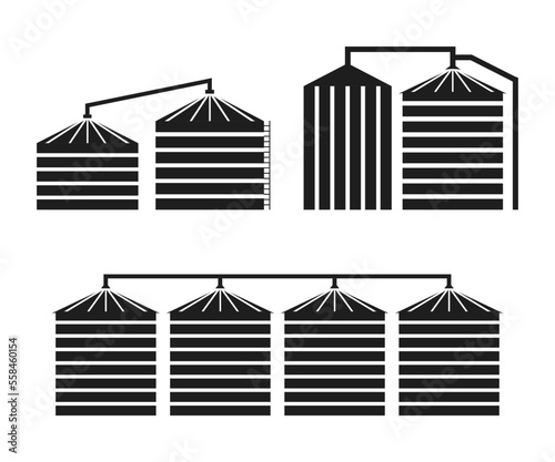 Silo storage icon. Granary icon and  warehouse icon vector