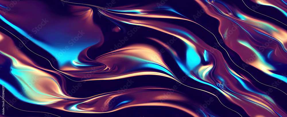 Obraz premium Iridescent Surface with Ripples and Swirls.
