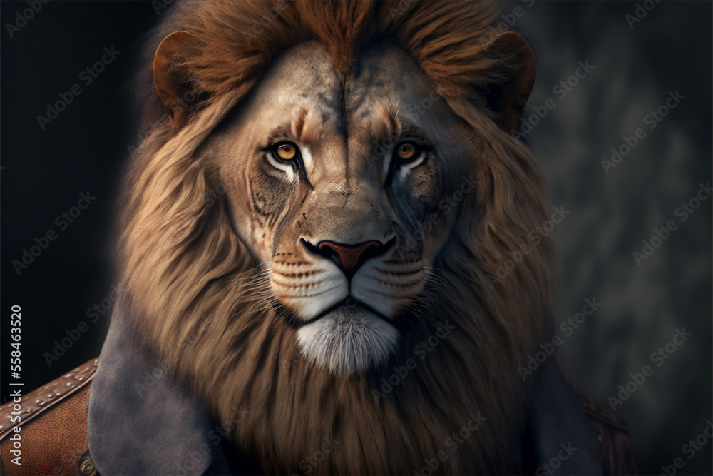portrait of a lion, generative Al, lion