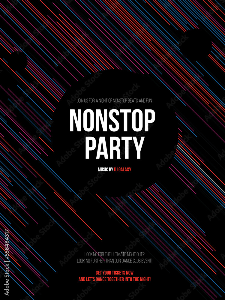 Dance club event flyer layout, modern abstract background. 
