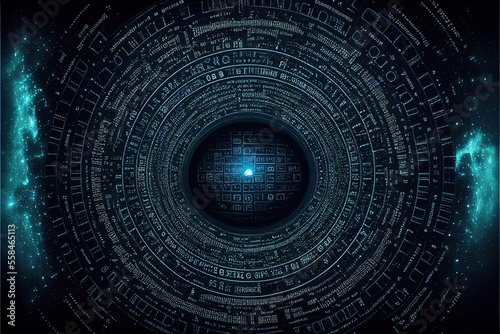 Abstract ring universe background. The energy flow tunnel. Abstract god code. God is universe. Generative ai