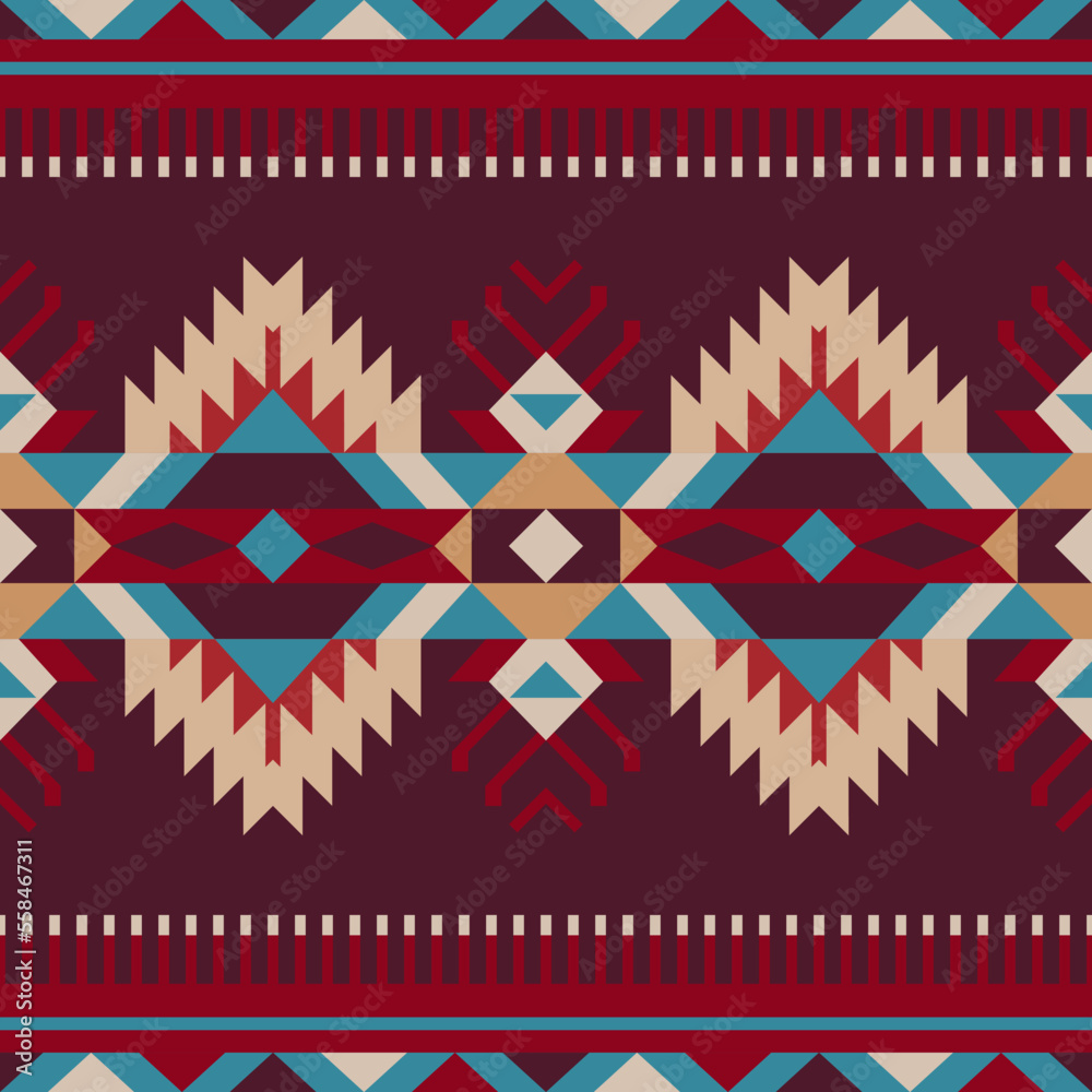 Native American Southwest seamless pattern. Navajo print. Ethnic Geometric design wallpaper, fabric, cover, textile, rug, blanket.