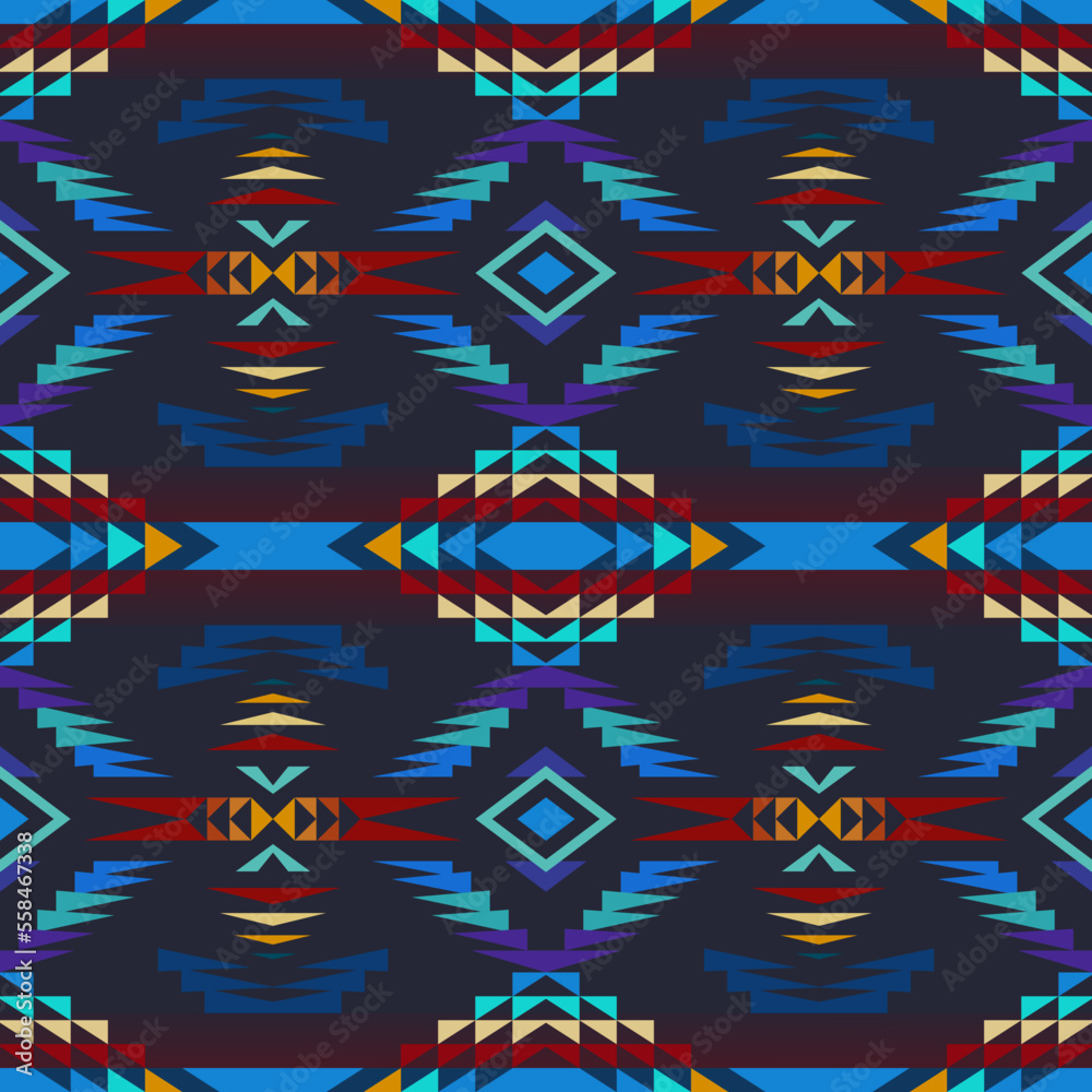 Native American Southwest seamless pattern. Navajo print. Ethnic Geometric design wallpaper, fabric, cover, textile, rug, blanket.