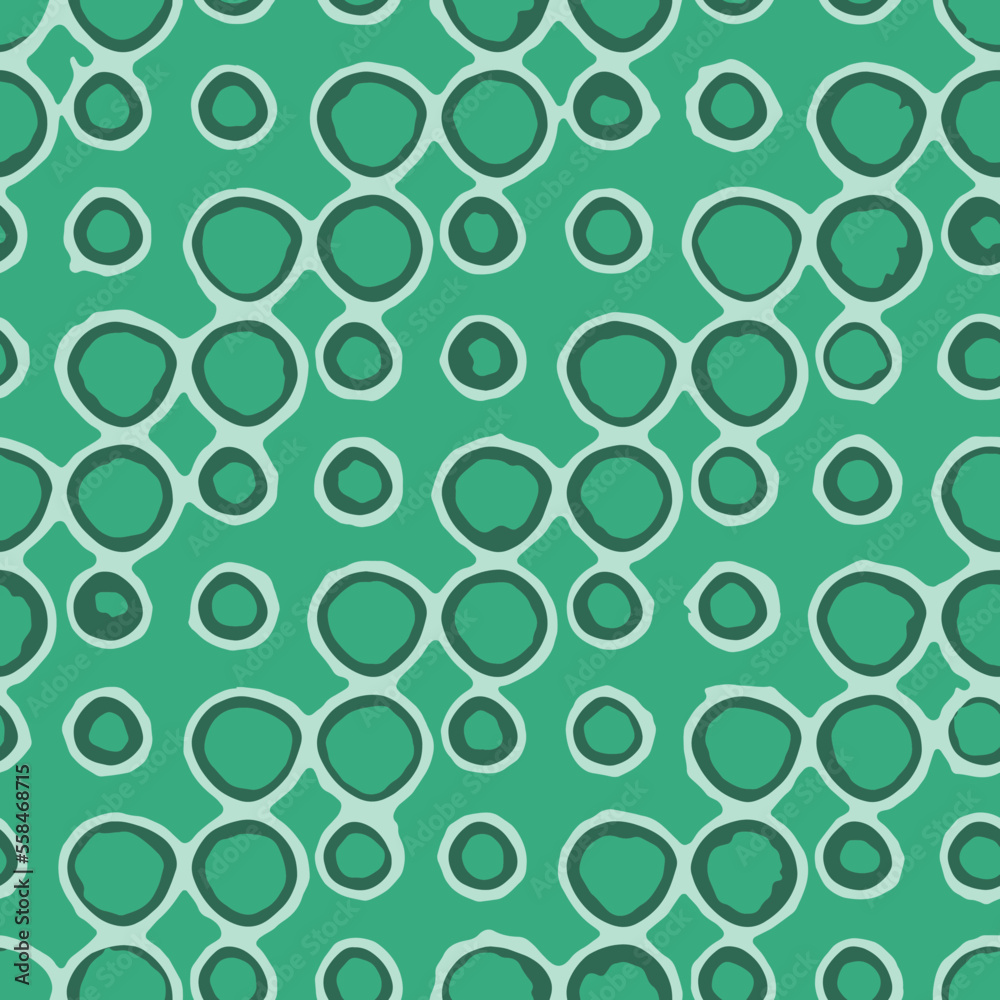 Full seamless vintage circle shapes pattern background. Grass green vector for decoration. Texture design for textile fabric print. For fashion and home design.