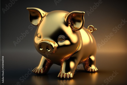 Close-up shot of gold pig ornament