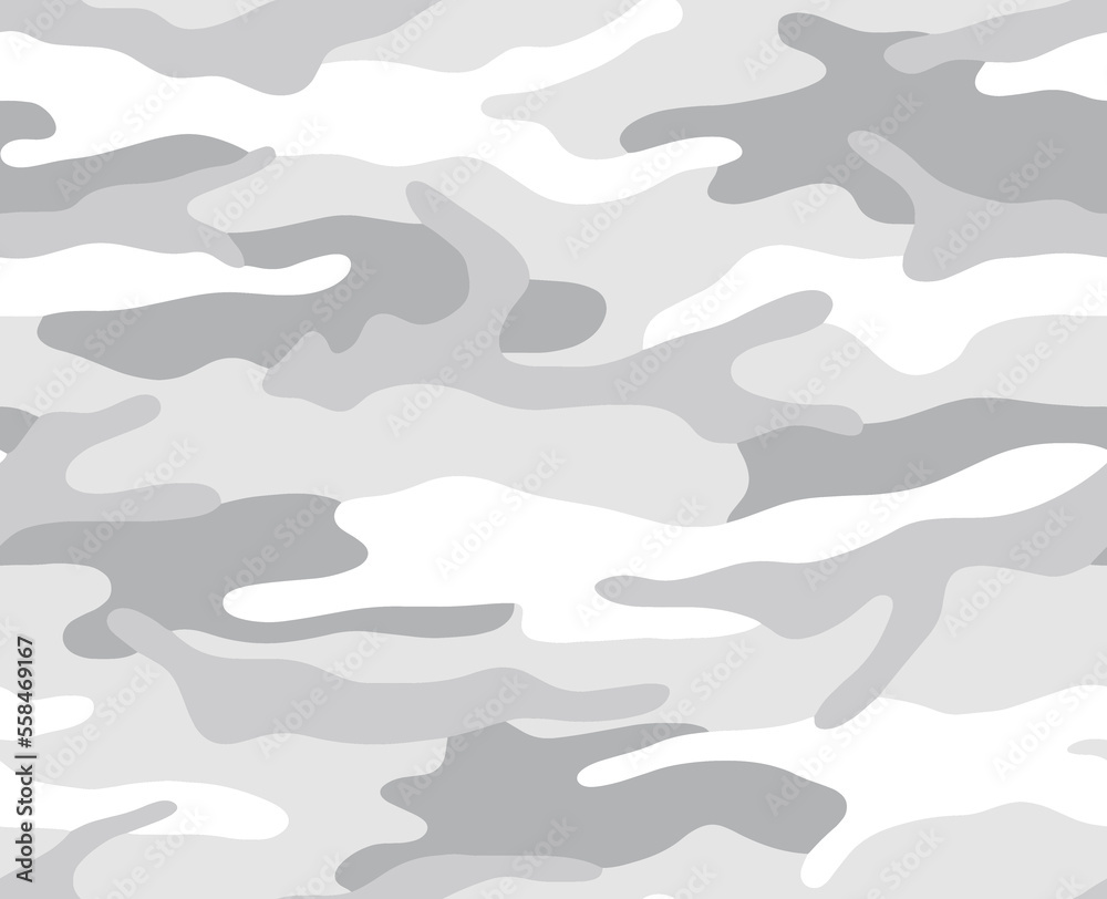 Full seamless gray military camouflage texture pattern vector. Black white textile fabric print. Army camo background. Full seamless gray military camouflage texture pattern vector. Black white textile fabric print. Army camo background.