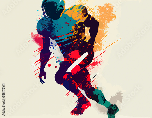 colorful silhouette of a football player © Fernando