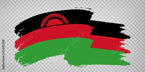 lag Malawi brush stroke background.  Flag waving Malawi on transparent background for your web site design, app, UI.  EPS10.