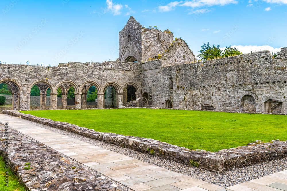 Ruins of the Boyle Abbey captured from the cloister, Ireland