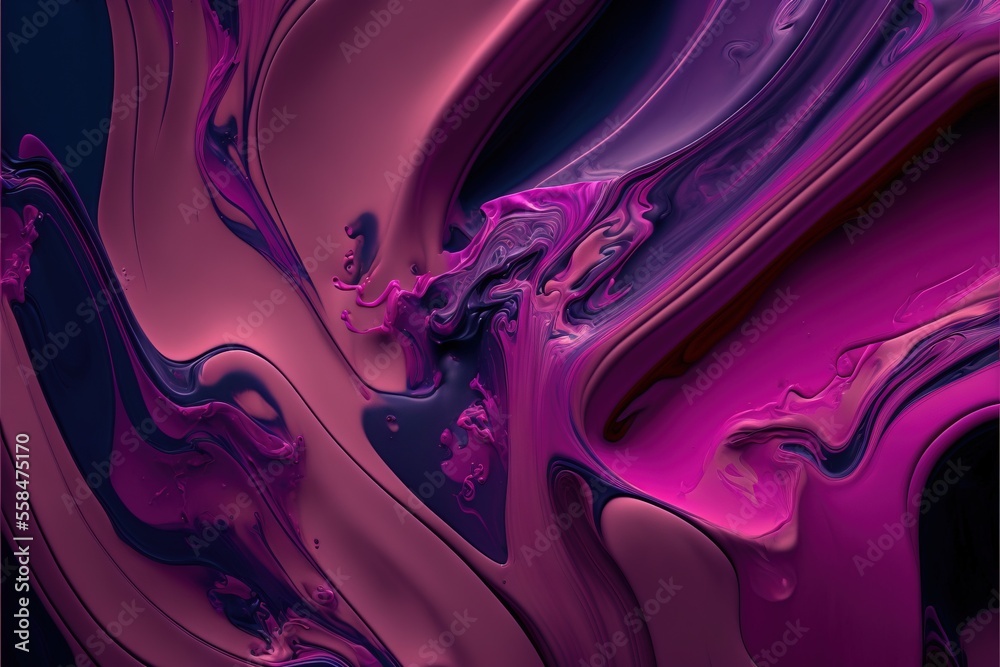 a purple and pink abstract painting with a black frame and a black