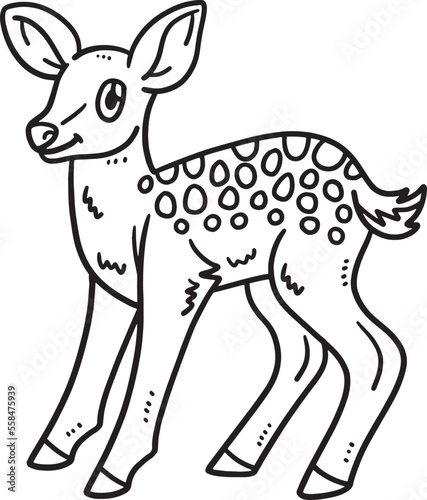 Baby Deer Isolated Coloring Page for Kids