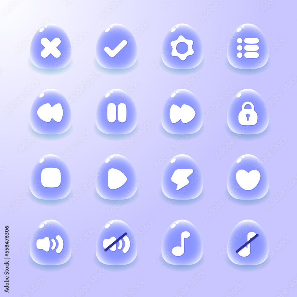 Game asset UI design cartoon element with elegant and colorful Game asset UI design cartoon element with elegant and colorful
