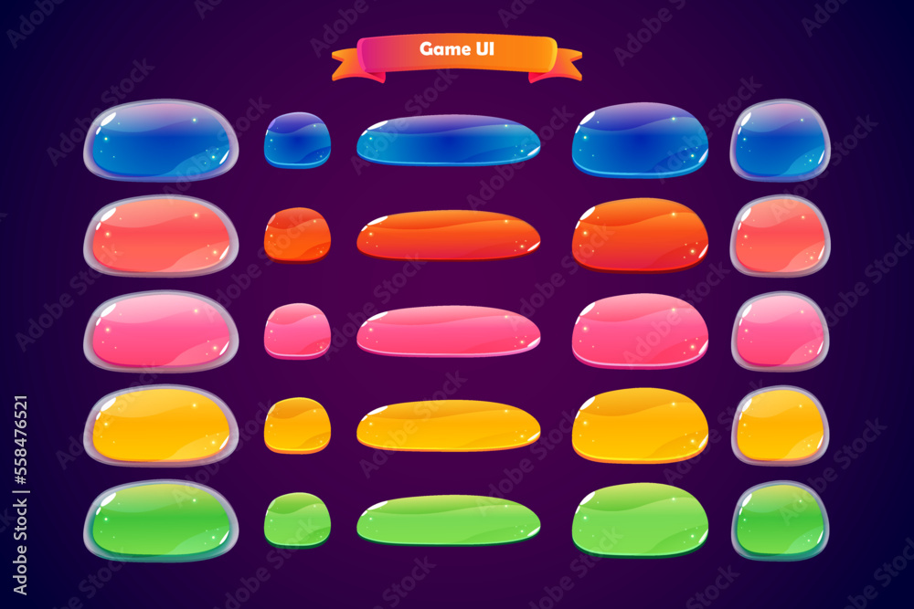 Game asset UI design cartoon element with elegant and colorful Game asset UI design cartoon element with elegant and colorful