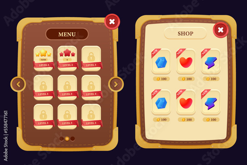 Game asset UI design cartoon element with elegant and colorful