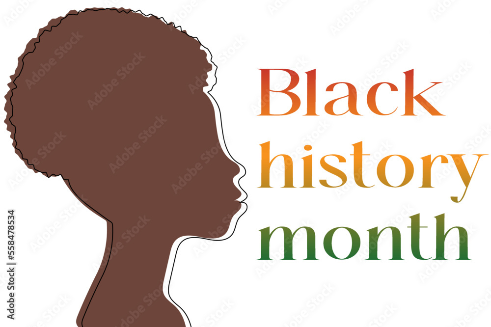 Black history month woman silhouette with text