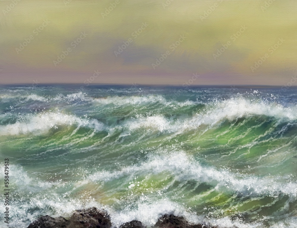 Fototapeta premium waves crashing on the beach