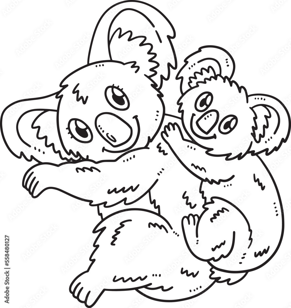 Mother Koala and Baby Koala Isolated Coloring Mother Koala and Baby Koala Isolated Coloring