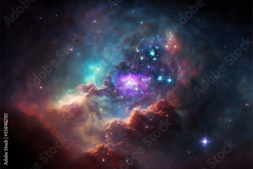 galaxy nebula colorful space pattern, illustration digital generative ai design art style