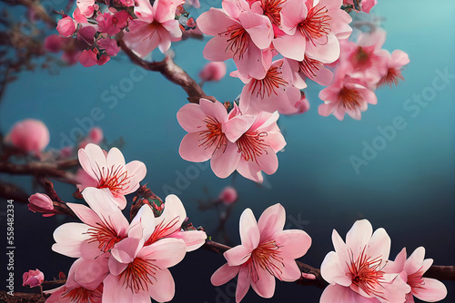Beautiful sakura flowers illustration.