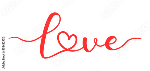 Word Love with heart instead of letter O. Vector illustration