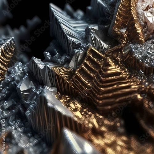 Macro surface magnification of the world's hardest fictional vibranium metal . Extreme closeup. Generative illustration ai. Creative digital painting. photo