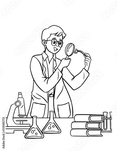 Scientist Isolated Coloring Page for Kids