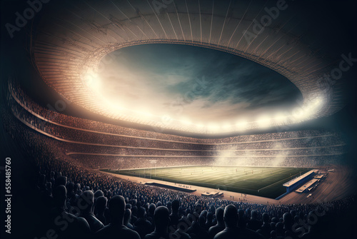 Sports stadium with a huge crowd of fans. 