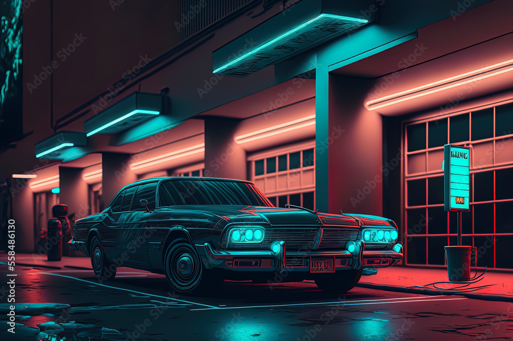 Car with neon lights